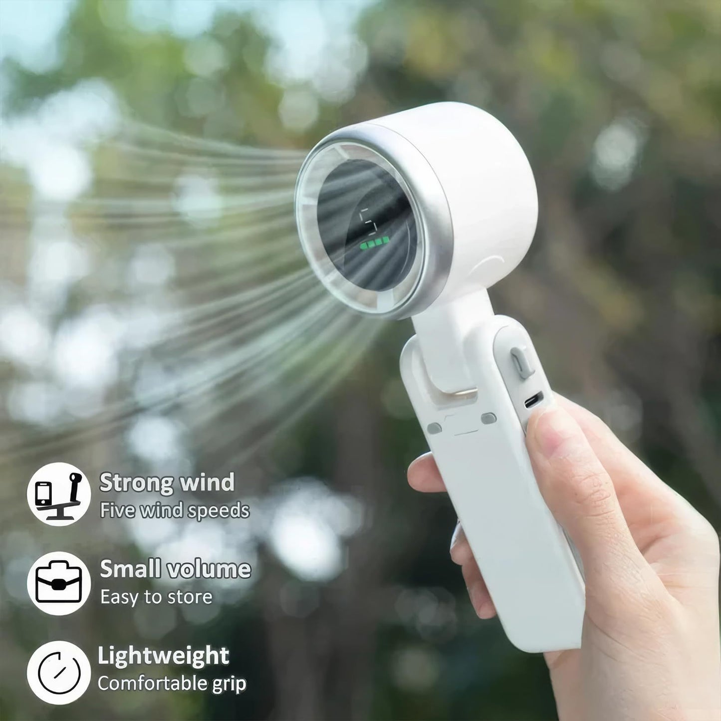3-in-1 Foldable Mini Fan – Handheld, Desktop, and Neck-Hanging | 180° Design with Type-C Charging