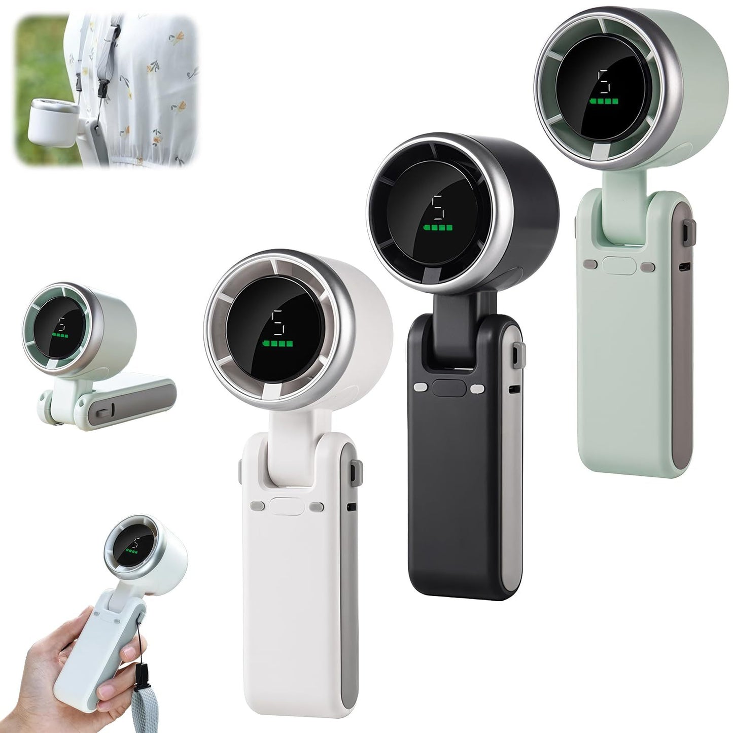 3-in-1 Foldable Mini Fan – Handheld, Desktop, and Neck-Hanging | 180° Design with Type-C Charging